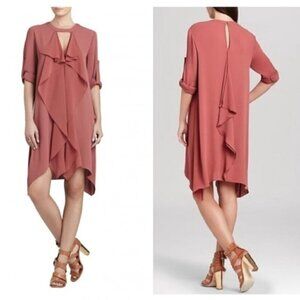 BCBGMaxAzria Cynthia Terracotta Ruffle Long Sleeve Mini Dress M